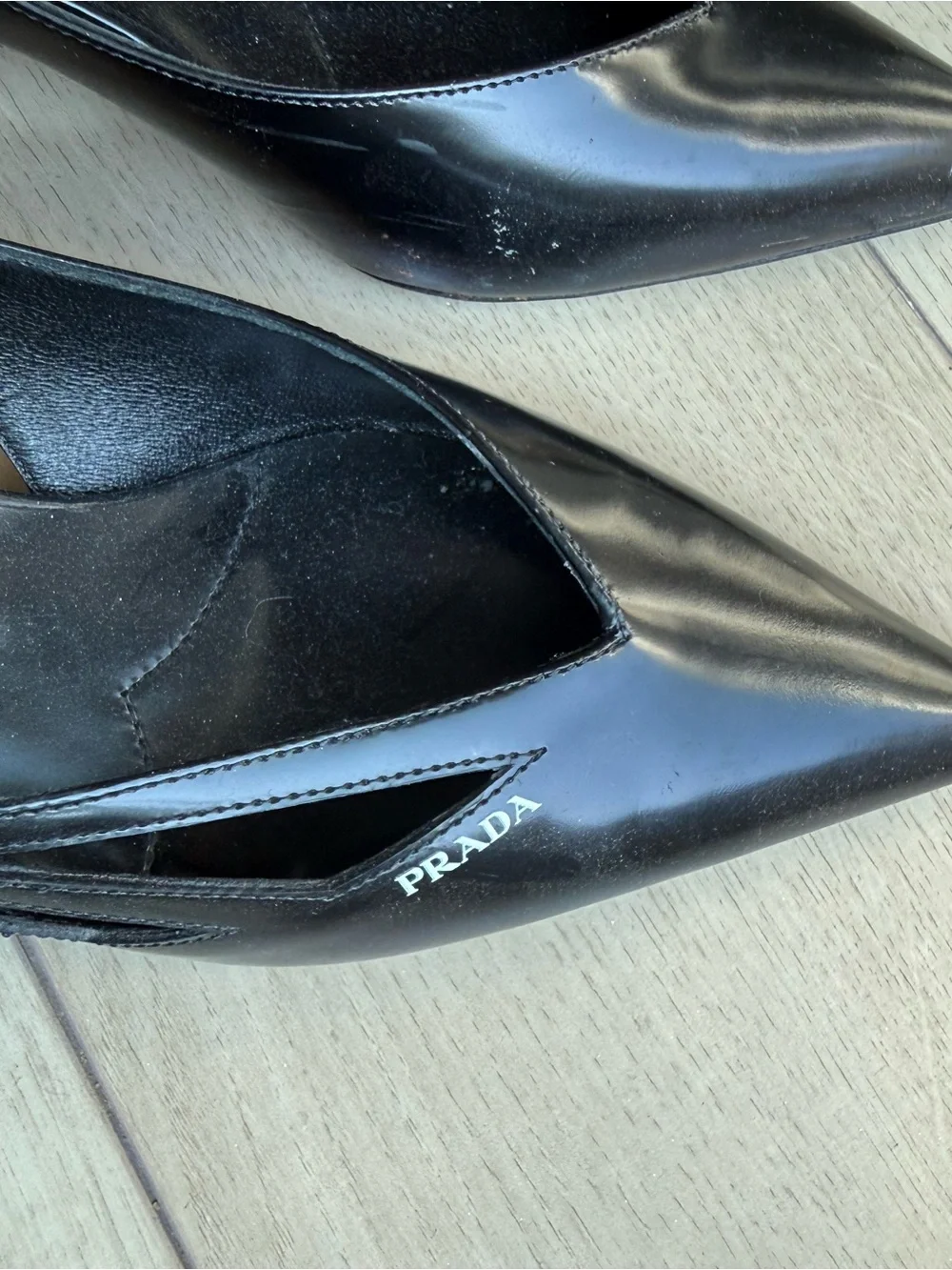 Prada Black cut-out detail Pointed-Toe Slingback Heels